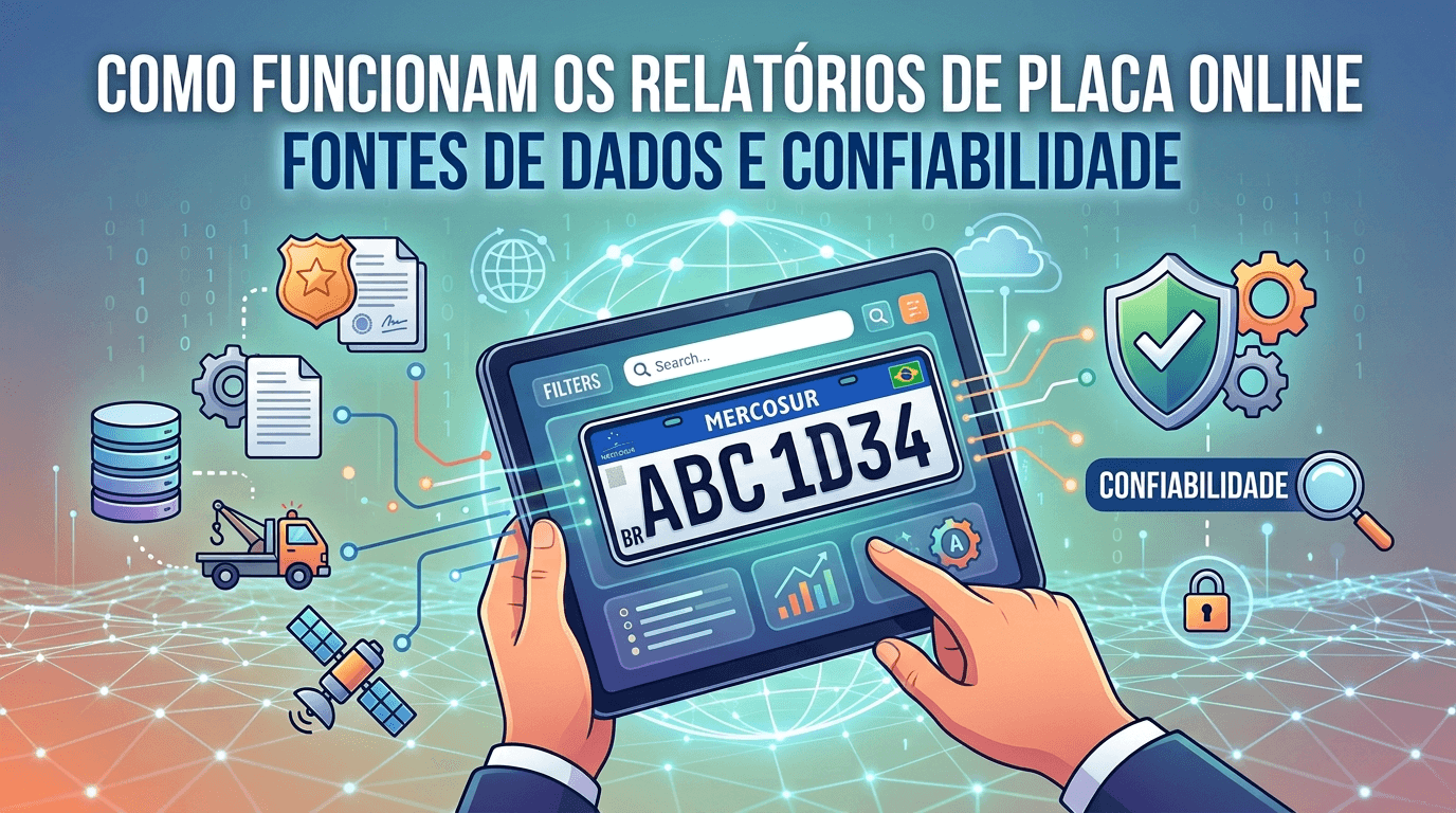 Como funcionam os relatórios de placa online: fontes de dados e confiabilidade